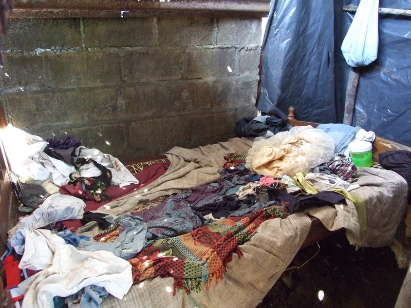 The bed their family of five shares in her brother's house
