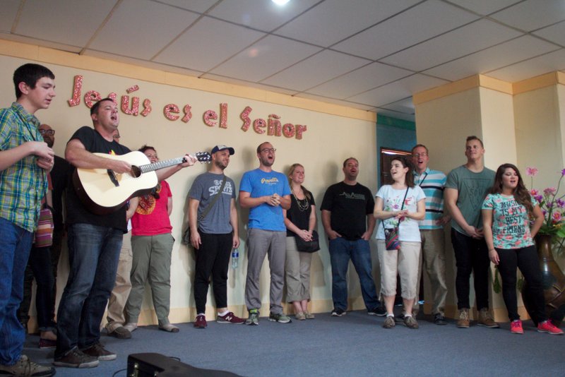 Our team singing to the kids and families in Corinto  - we sang "How Great is Our God"