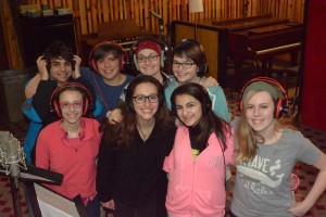 The show choir kids after recording - we paid them in pizza!