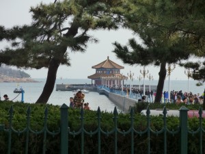 The pagoda and pier in the harbor at Qingdao, Noah's home city