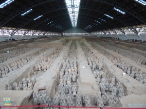 Pit number one of the Terracotta Warriors, the first found and the largest, about the size of two football fields