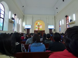 Attending Palm Sunday service at Shamian Christian Church