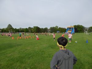 Looking out at his first field day - a little intimidating.