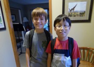 Toby and Noah heading out for the first day of school - Noah made it!