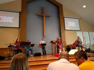 Leading worship with the team at St. Luke's