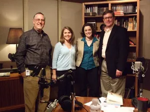 Jennifer Shaw with Dennis Rainey, Bob Lepine, and Amy Julia Becker at the FamilyLife studio